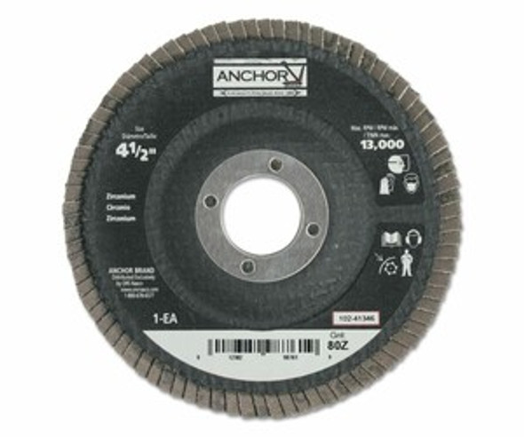 Abrasive Flap Discs, 4 1/2 in, 80 Grit, 7/8 in Arbor, 13,000 rpm