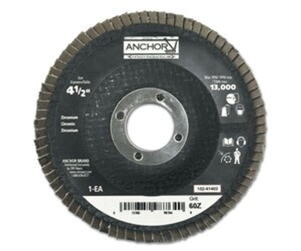 Abrasive High Density Flap Discs, 4 1/2 in, 60 Grit, 13,000 rpm, Flat