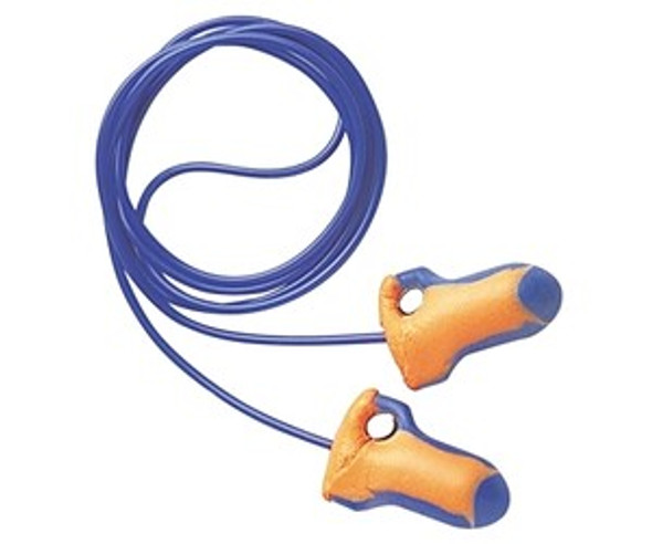 Laser Trak® Detectable Earplugs, Foam, Blue/Orange, Corded