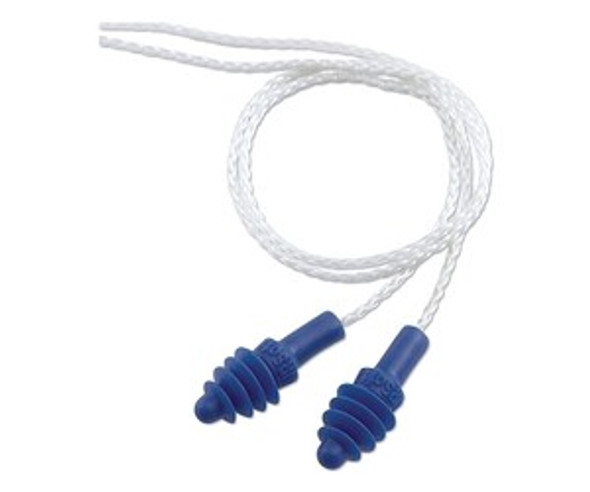 AirSoft® Reusable Earplug, Thermoplastic Elastomer, Blue, Corded