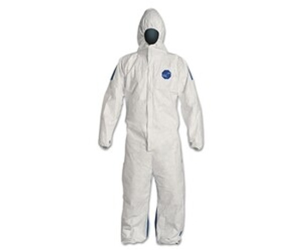 Tyvek 400D Coveralls with Attached Hood, Blue/White, X-Large