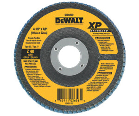 XP™ Ext Perf Flap Disc, 4-1/2 in, 40 Grit, 7/8 in Arbor, 13,300 RPM, T27