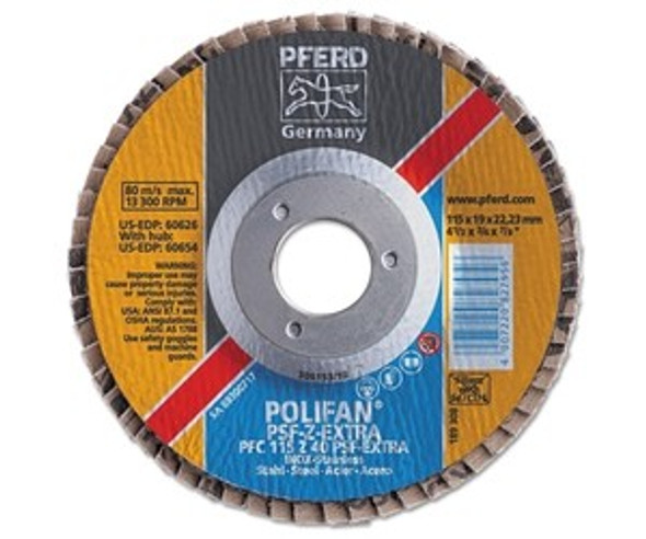 POLIFAN PSF-EXTRA Flap Discs, 7 in, 36 Grit, 5/8 in-11 Arbor, 8,600 rpm
