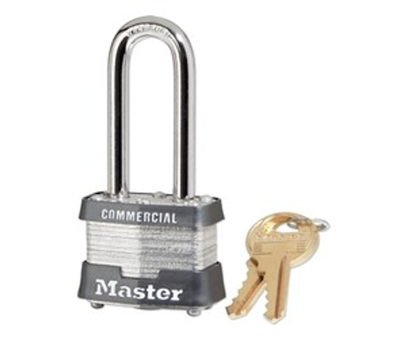 No. 3 Laminated Steel Padlock, 9/32 in dia, 5/8 in W x 2 in H Shackle, Silver/Gray, Keyed Alike, Keyed 0366