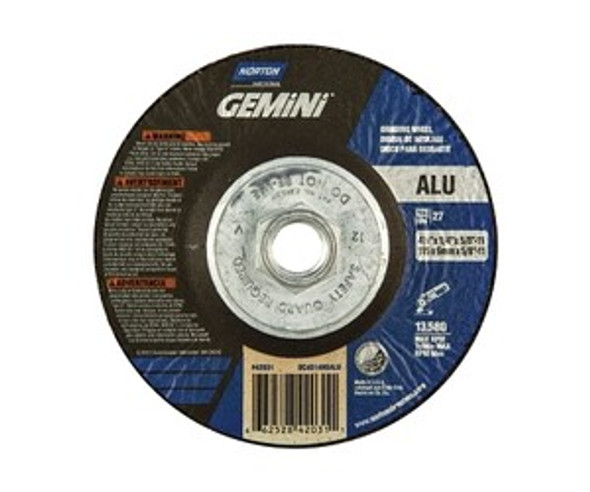 Grinding Wheel, Aluminum Oxide, 4 1/2 in Dia, 5/8 in Arbor, 24 Grit