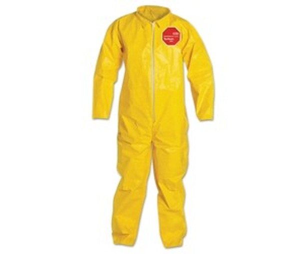 Tychem® 2000 Coverall, Serged Seams, Collar, Zipper Front, Open Wrists and Ankles, Storm Flap, Yellow, 4X-Large
