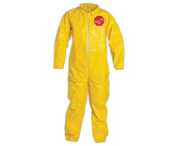 Tychem® 2000 Coverall, Serged Seams, Collar, Zipper Front, Open Wrists and Ankles, Storm Flap, Yellow, 5X-Large