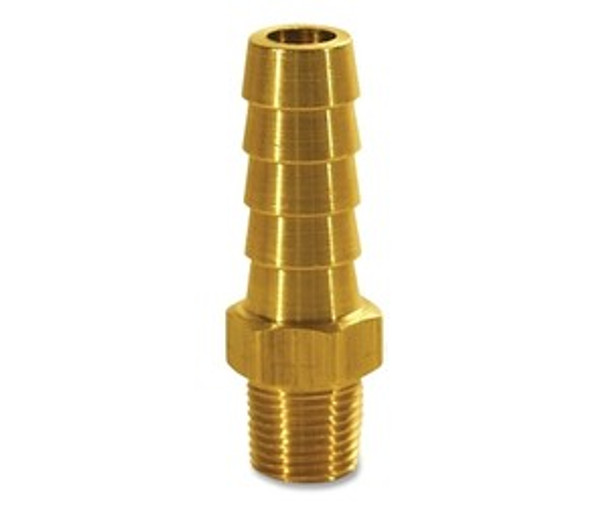 Barbed Hose Fitting, 3/8 in dia, 1.76 in L, Brass