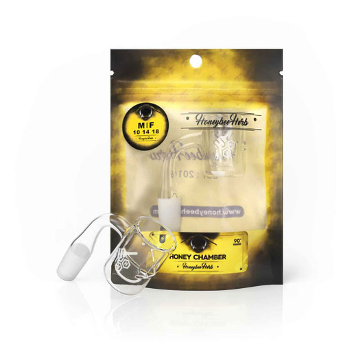 Honey Chamber 90° Degree Quartz Banger Yellow Packaging Honeybee Herb Wholesale