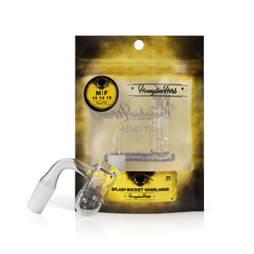 Splash Bucket Whirlwind 90° Degree Quartz Banger Yellow Packaging Honeybee Herb Wholesale