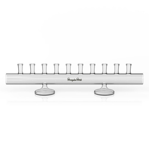 Honeybee Herb Wholesale 10 Piece Clear Glass Banger Holder Stand Horizontal View