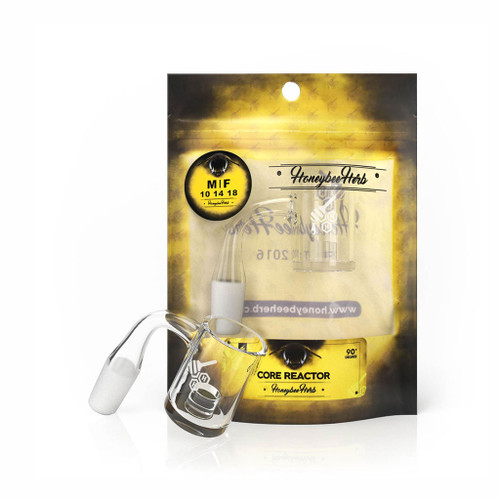 Honey & Milk Core Reactor 90° Degree Quartz Banger Yellow Packaging Honeybee Herb Wholesale