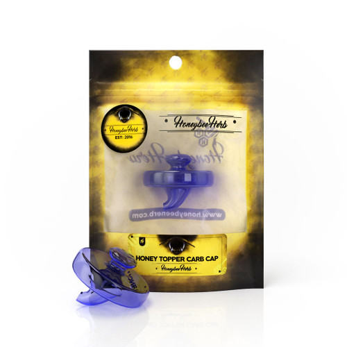 Honeybee Herb Wholesale UFO Directional Airflow Blue Glass Honey Topper Carb Cap Yellow Packaging View
