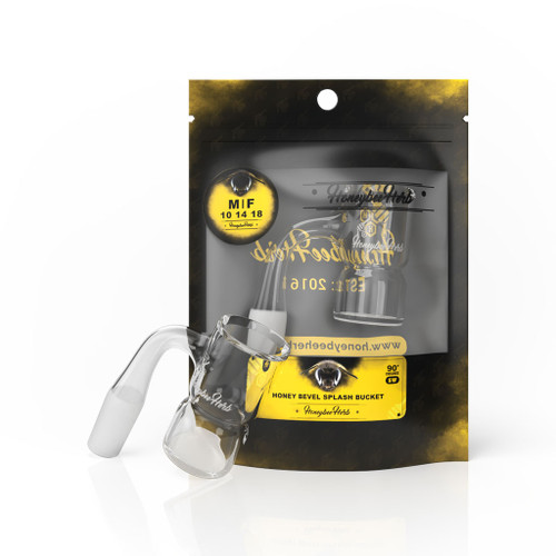 Wholesale Honey Bevel Splash Bucket 90° Quartz Banger Black Packaging