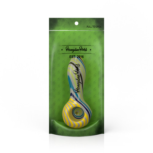 4-Inch Green-Sand Vibrant Linework Twist Spoon Pipe Packaging View By HBH Wholesale 4-Inch Green-Sand Vibrant Linework Twist Spoon Pipe Packaging View By HBH Wholesale