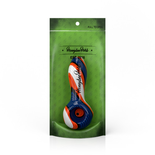 HBH Wholesale 4-Inch Blue-White Colorburst Linework Spoon Hand Pipe Packaging View HBH Wholesale 4-Inch Blue-White Colorburst Linework Spoon Hand Pipe Packaging View