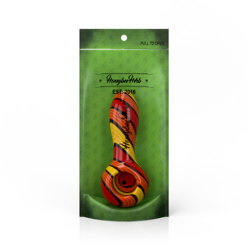 HBH 4-Inch Orange Colorburst Linework Spoon Hand Pipe Packaging View