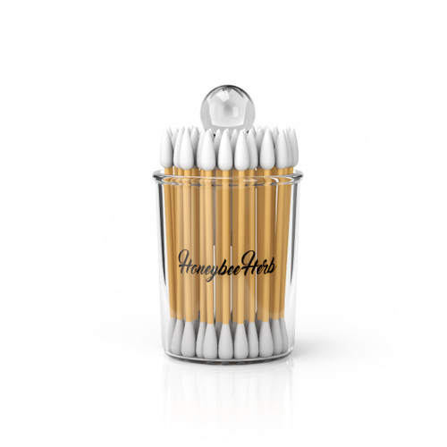 Honeybee Herb Wholesale Clear Glass Dab Cleaning Cotton Swabs Boutique ISO Station Holder Jar Product Highlights View