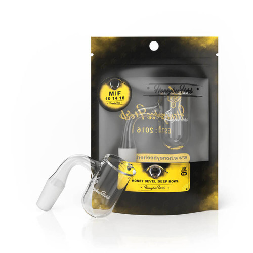 Wholesale Honey Bevel Deep Bowl 90° Frosted Joint Quartz Banger Black Packaging