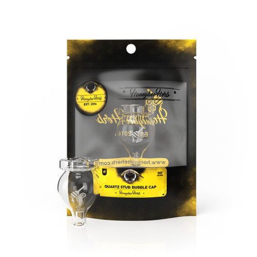 Honeybee Herb Wholesale Quartz Stub Bubble 90°-Degree Carb Cap Black Packaging View