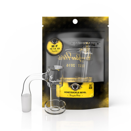 Wholesale Honeysuckle Bevel 90°-Degree Quartz Banger Black Packaging