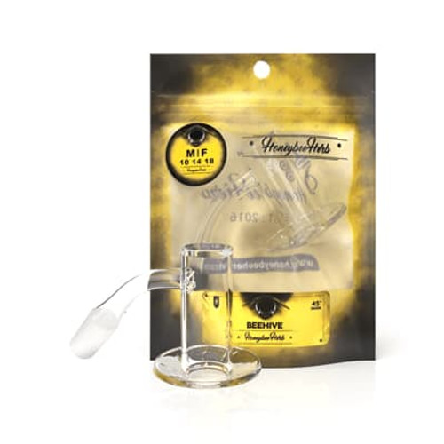 Beehive Quartz Banger 45 Degree Yellow Line with 10mm 14mm 18mm Male & Female Joints for Dab Rigs Bongs | Honeybee Herb Wholesale