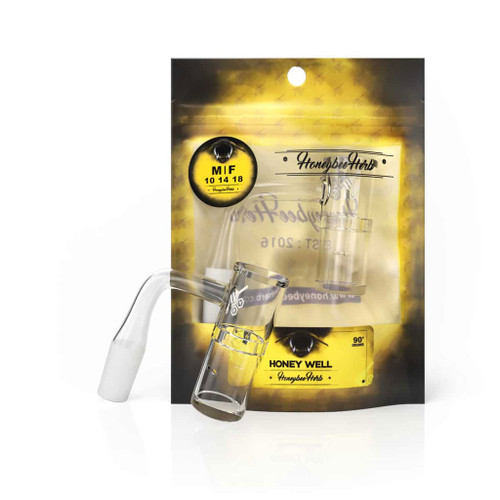 Honey Well 90° Degree Quartz Banger Yellow Packaging Honeybee Herb Wholesale