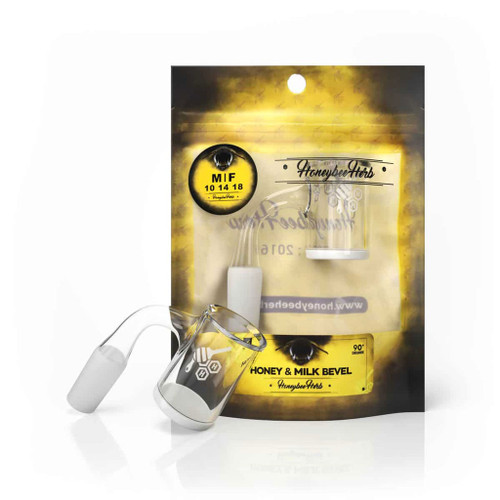 Honey & Milk Bevel 90° Degree Quartz Banger Yellow Packaging Honeybee Herb Wholesale