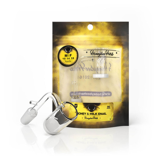 Honey & Milk Enail  90° Degree Quartz Banger Yellow Packaging Honeybee Herb Wholesale