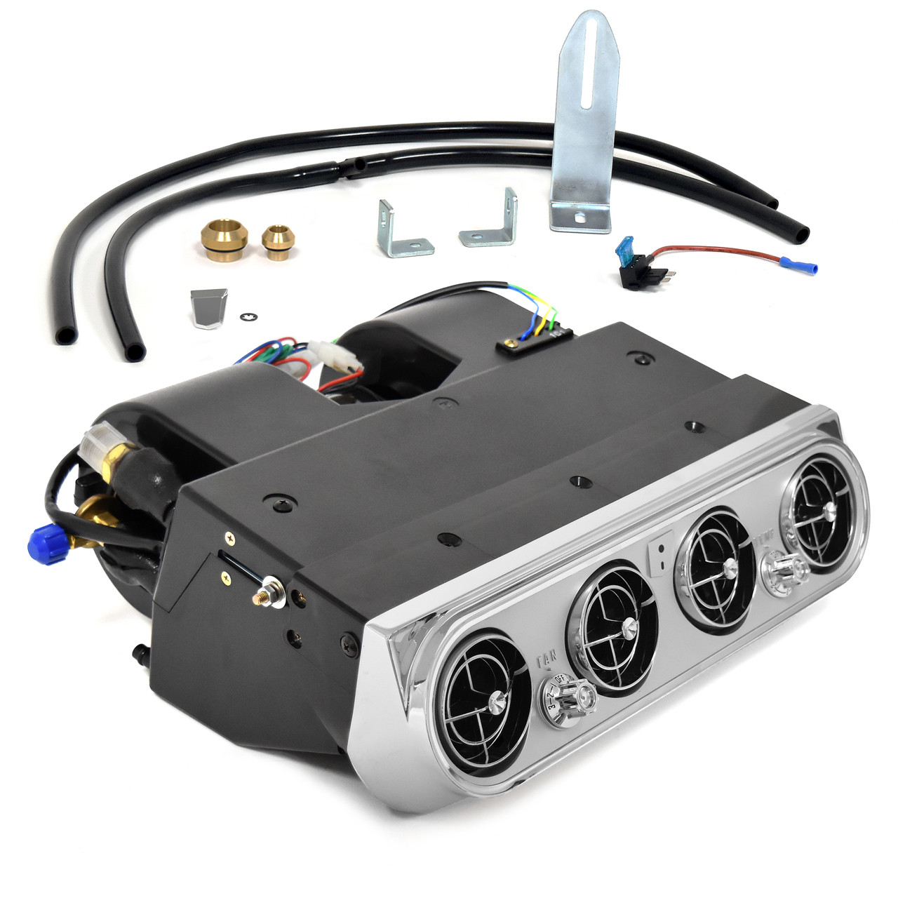 ACP FM-ACB01K 1965 Ford Fairlane Underdash Hang-On Air Conditioner A/C Unit, Argent Bezel