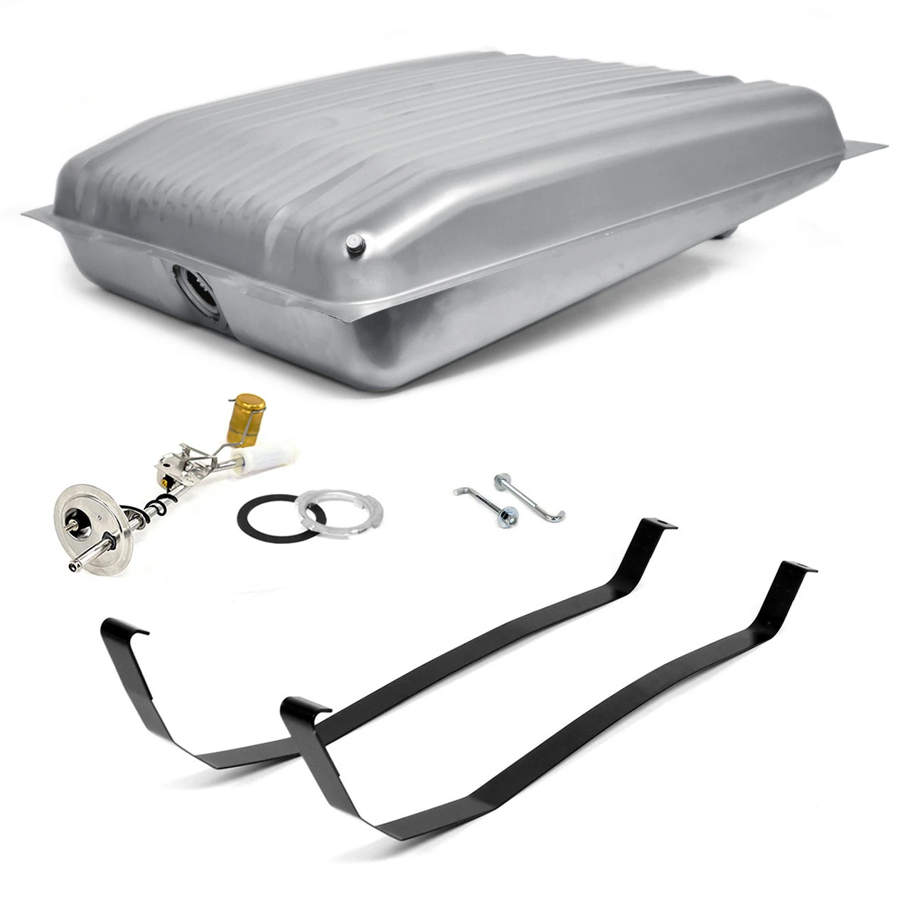 eClassics 1964 Ford Custom Fuel Tank Kit - Tank w/ Filler Neck, 5/16" Sending Unit, Mounting Straps, J-Bolts