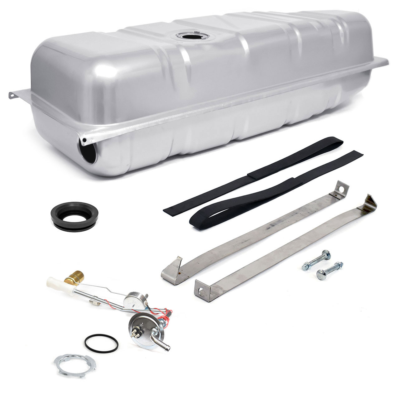 eClassics 1968 Ford Custom 500 Fuel Tank Kit - Tank, 3/8" Sending Unit w/ Low Level Sensor, Mounting Straps, J-Bolts