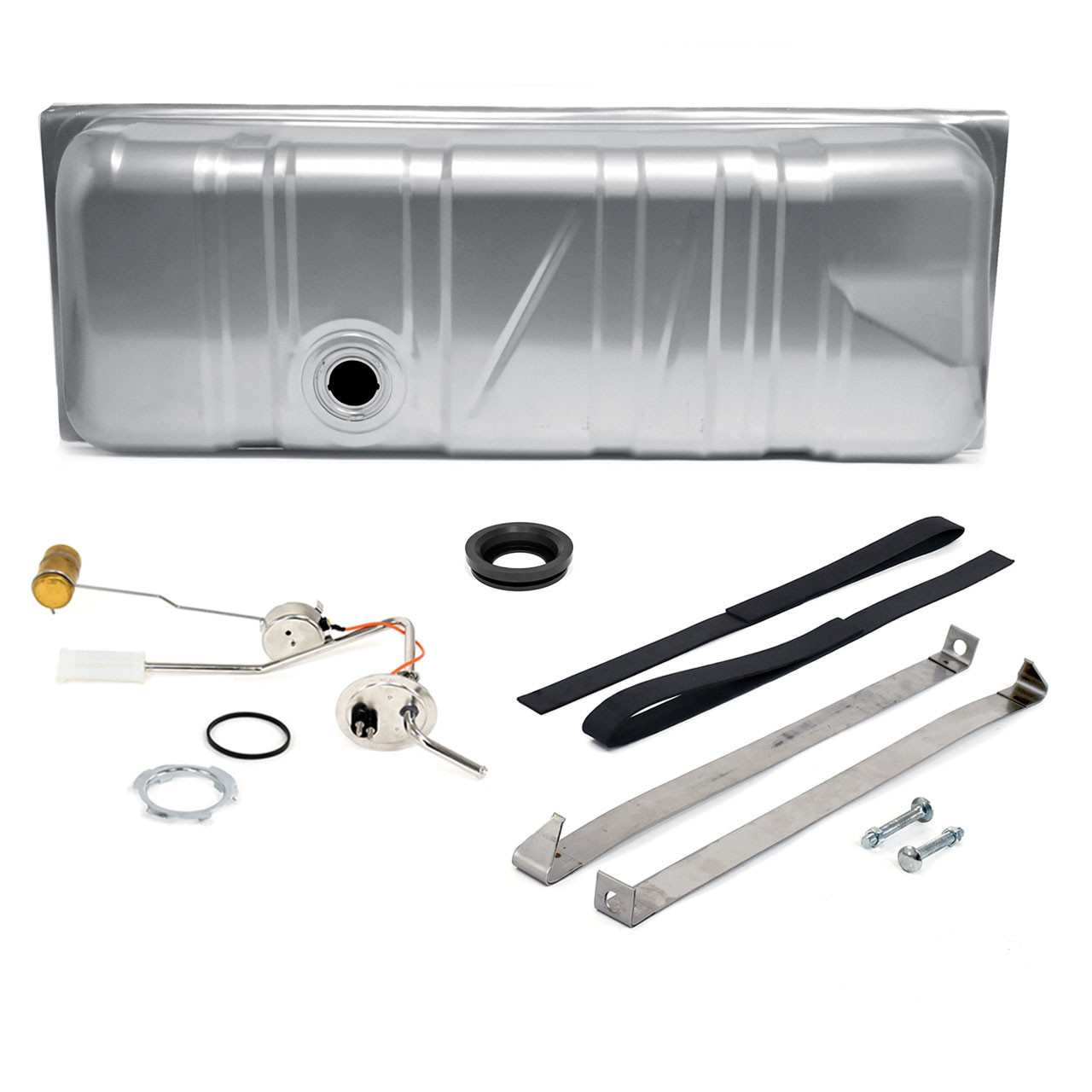 eClassics 1965 Ford Galaxie Fuel Tank Kit - Upgraded Capacity 25 Gallon Tank, 5/16" Sending Unit, Mounting Straps, Grommet