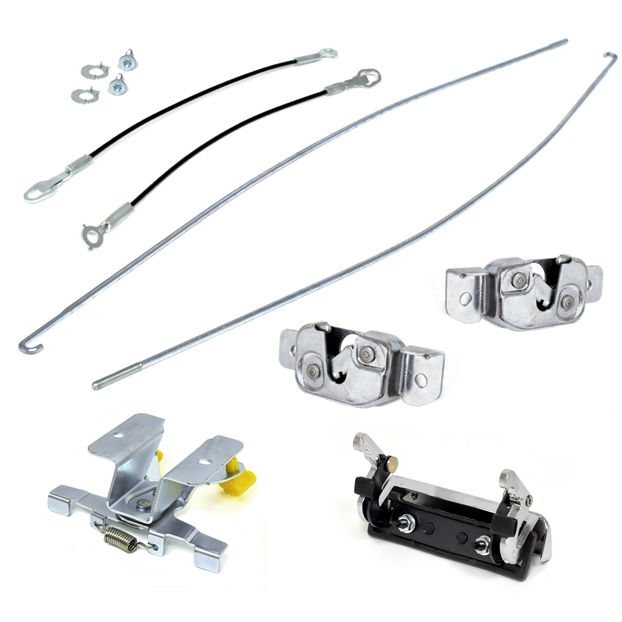 eClassics 1987-1996 Ford F-150 Pickup Truck Tailgate Latch Rebuild Kit, Chrome - Handle, Relay, Rods, Cables, Latches