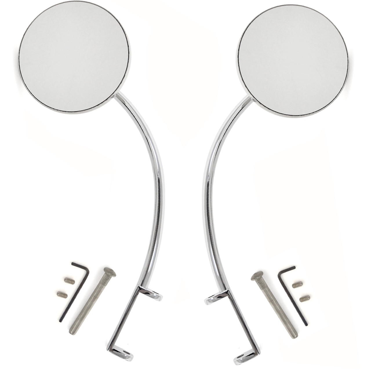 eClassics 1938 Ford Model 81 A Hinge Pin Mirror 4 Inch Round With Curved Arm Pair For 2-1/4" Hinge