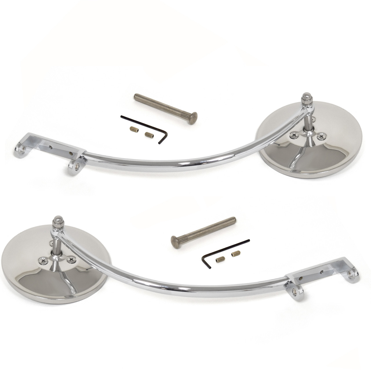 eClassics 1941-1942 Ford Super Deluxe Hinge Pin Mirror 4 Inch Round With Curved Arm Pair For 2-1/4" Hinge