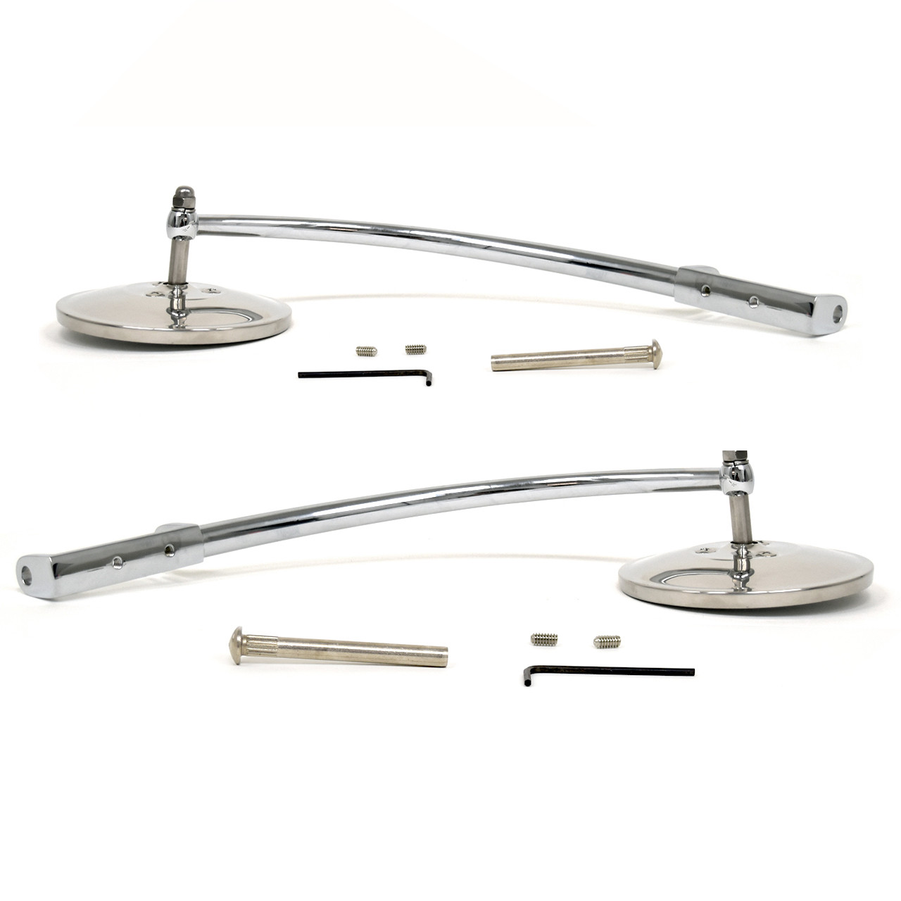 eClassics 1941-1942 Ford Super Deluxe Hinge Pin Mirror 4 Inch Round With Curved Arm Pair For 2-1/4" Hinge