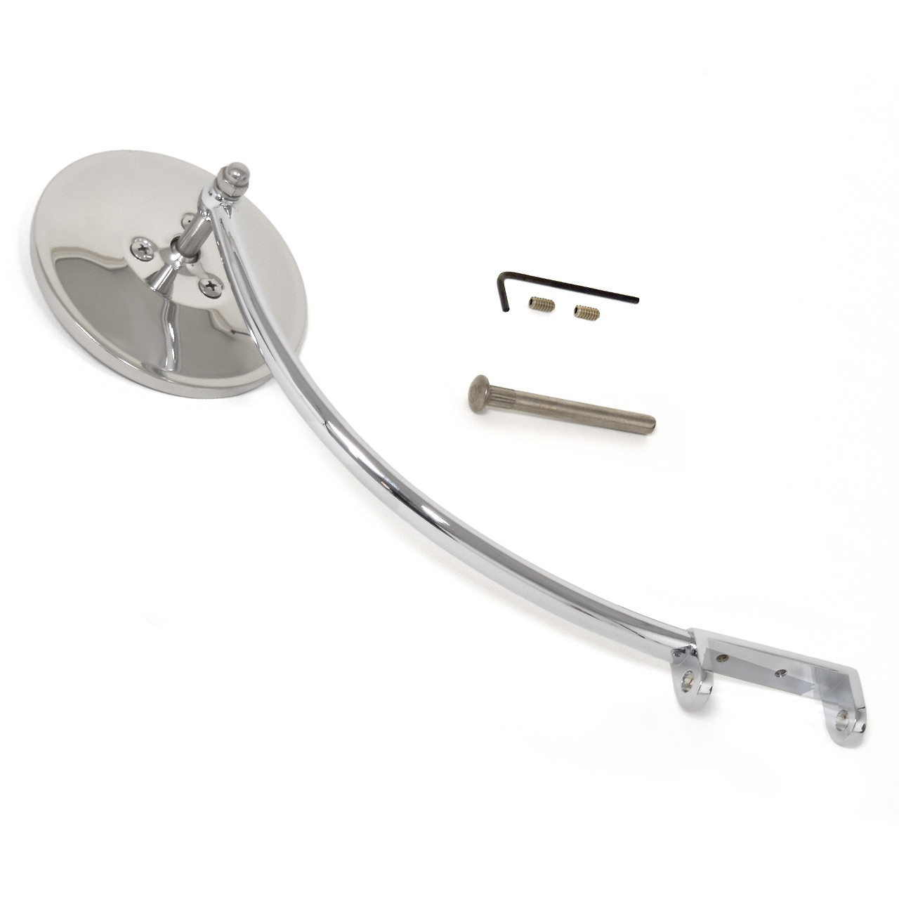 eClassics 1937 Ford Model 78 Hinge Pin Mirror 4 Inch Round With Curved Arm For Driver Side Or Passenger Side With 2-1/4" Hinge