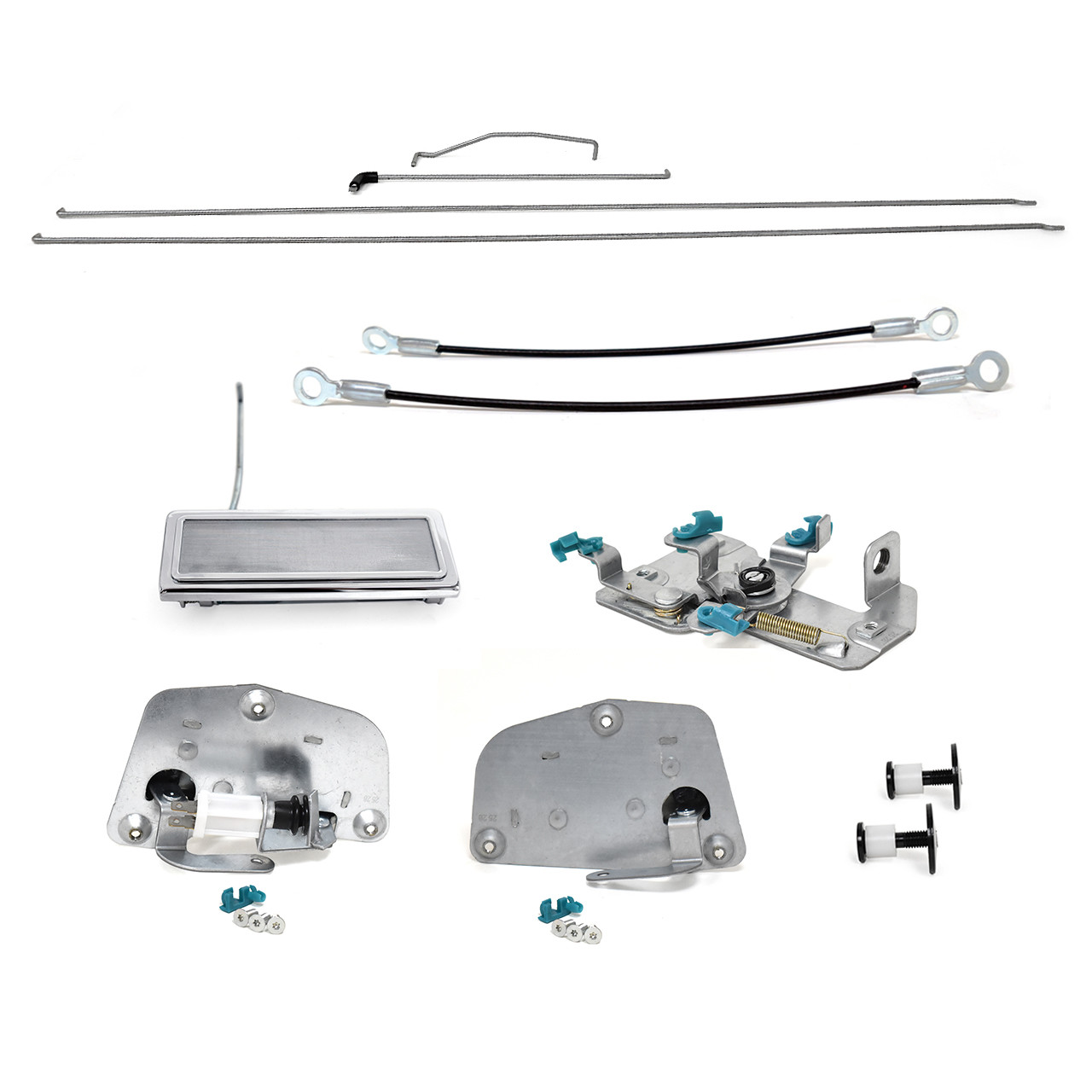 eClassics 1983-1996 Ford Bronco Tailgate Latch Rebuild Kit - Handle, Center Control, Rods, Strikers, Check Cables, Latches