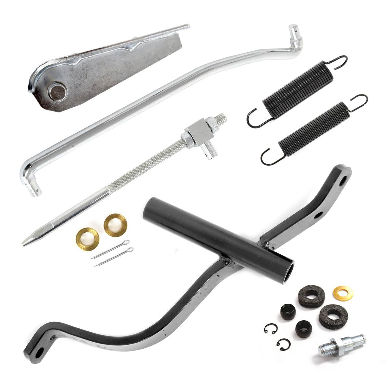 eClassics 1967-1968 Ford Mustang Bell Crank Kit 289 Non-HiPo - Clutch Release Equalizer Bar, Pivot Mount Brackets, Upper/Lower Linkage Rods & Springs