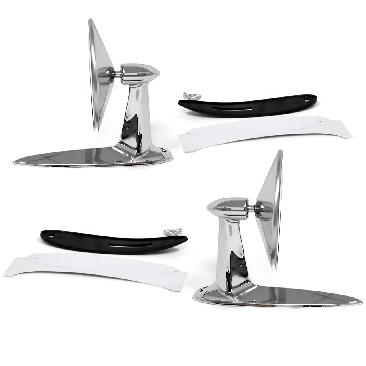 eClassics 1955-1957 Chevrolet One-Fifty Series Outside Mirror Chrome Pair - Flat Driver and Convex Passenger Side