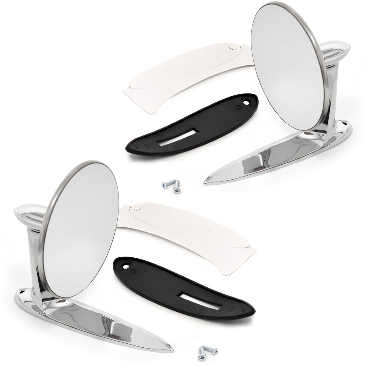 eClassics 1955-1957 Chevrolet Two-Ten Series Outside Mirror Chrome Pair - Flat Driver and Convex Passenger Side