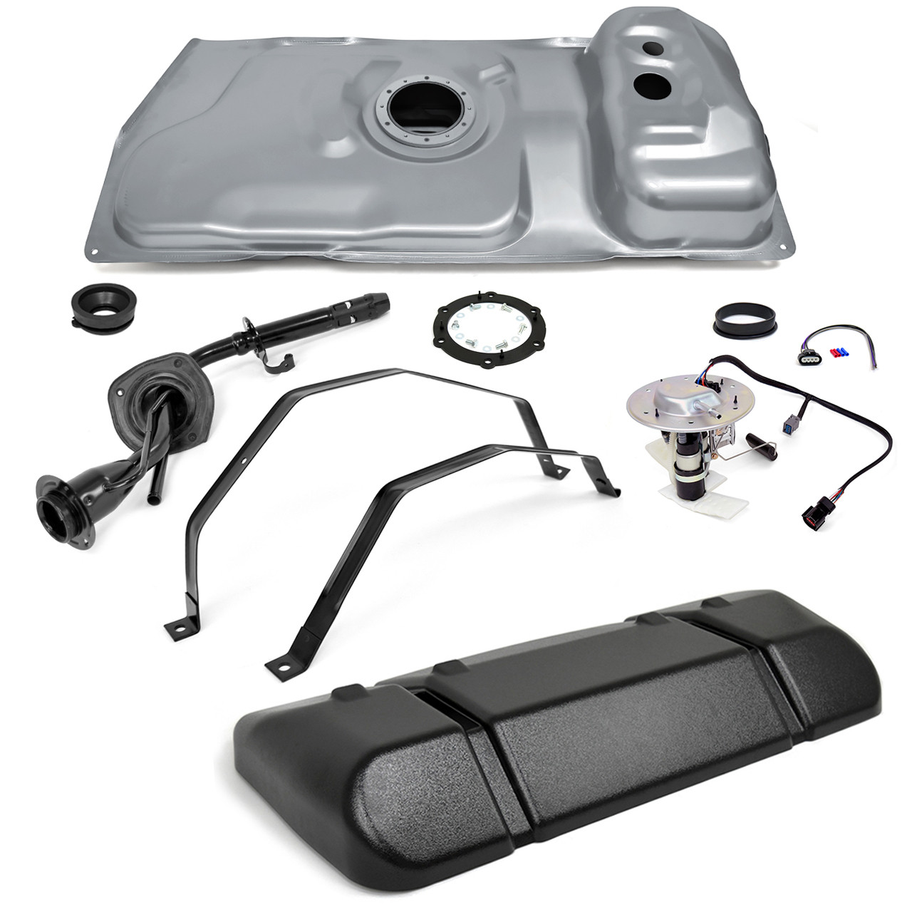 eClassics 2003-2004 Ford Mustang Cobra Fuel Tank Kit - 15.7 Gallon Baffled, Sending Unit, Dual Pump, Straps, Filler Pipe, Shield