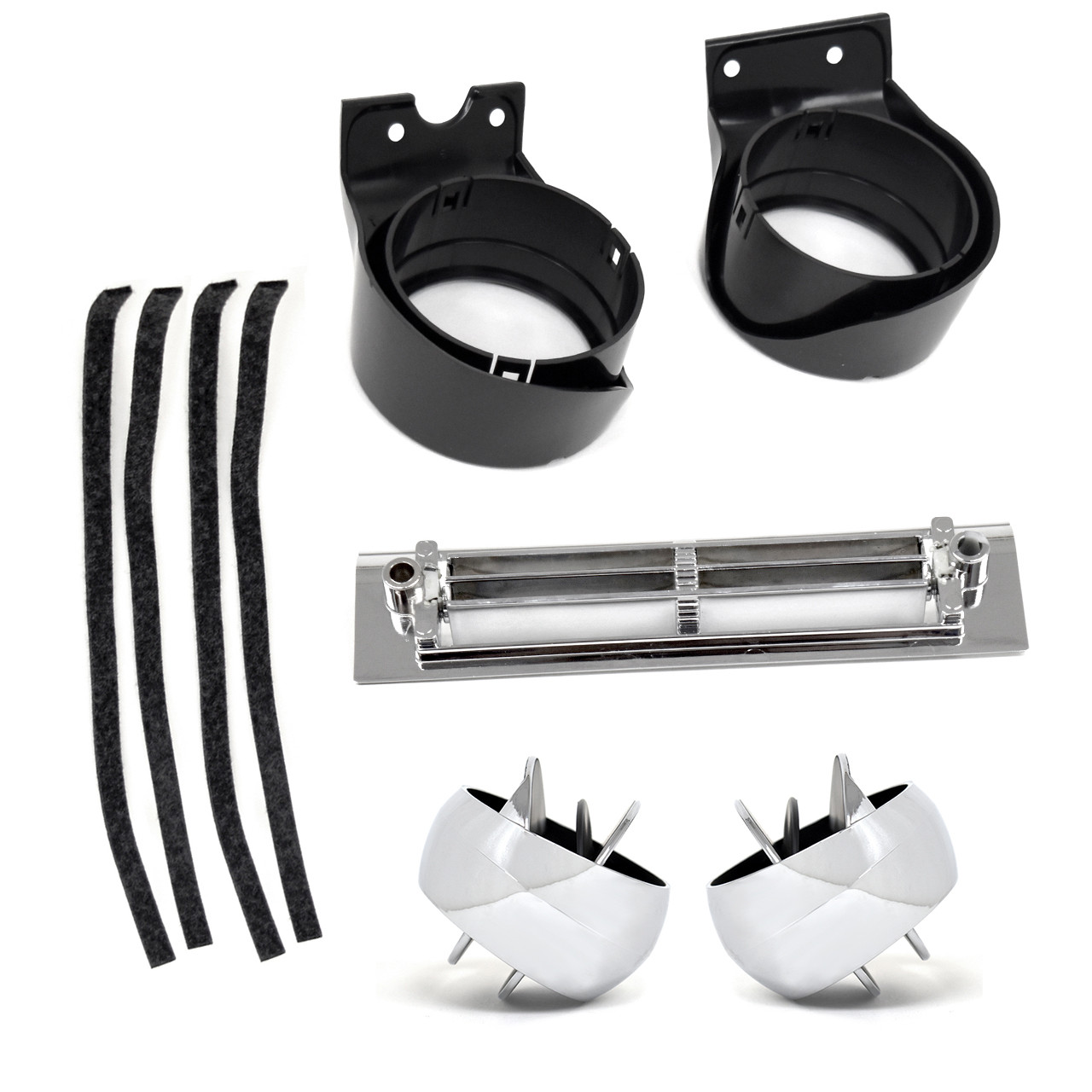 eClassics 1968-1972 GMC K35/K3500 Pickup Truck A/C Air Dash Set Black - Bezels, Center Vent, Deflector Balls