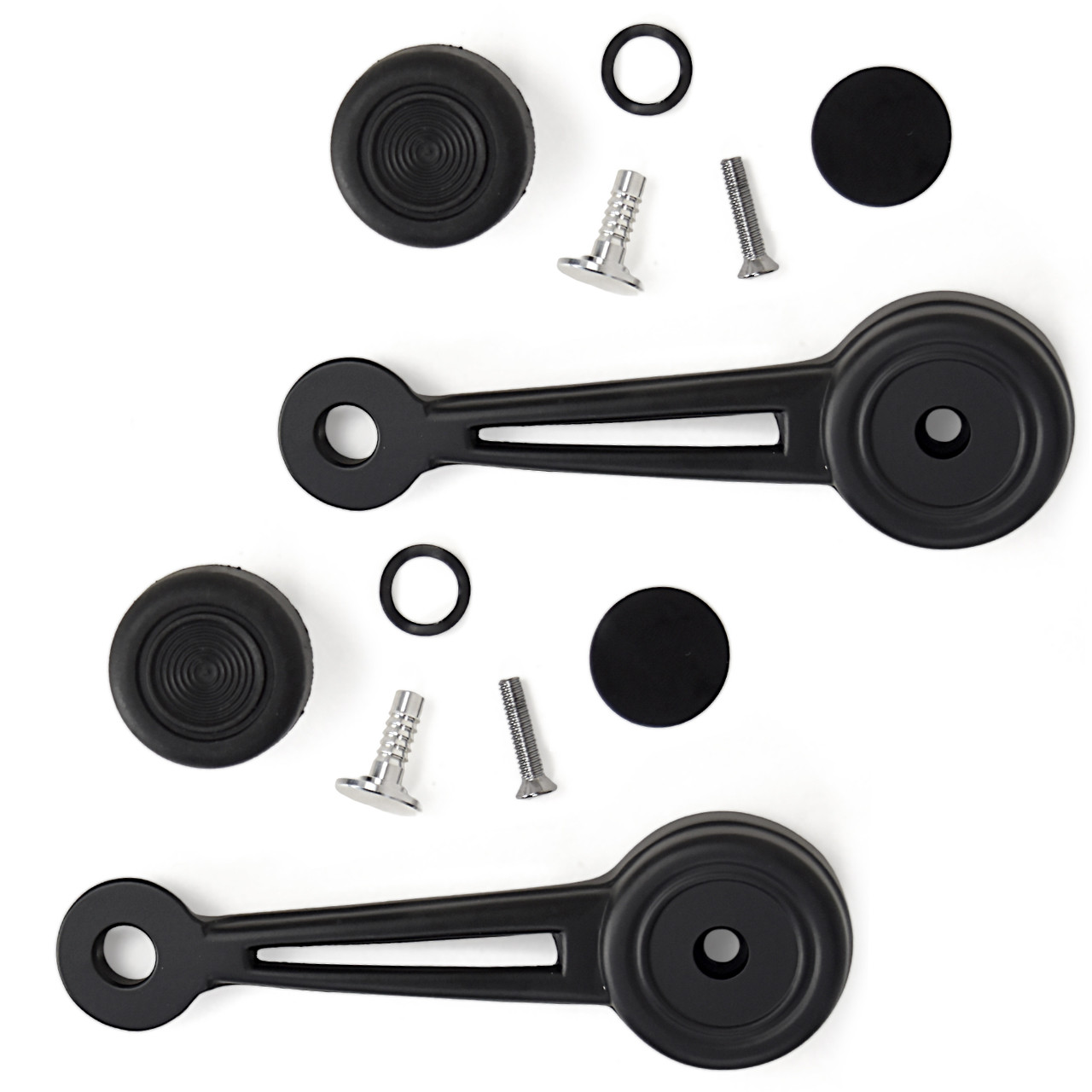 eClassics 1969-1974 Ford E-100 Econoline Van Door Or Quarter Window Handle Pair With Knob And Cover Plate Standard Black