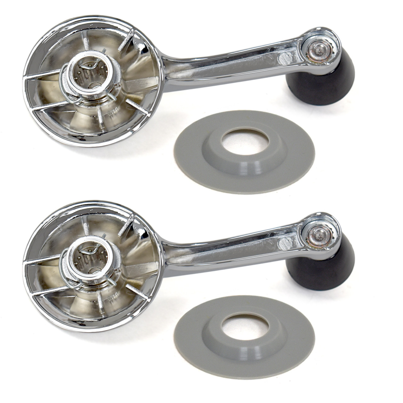 eClassics 1959-1960 Chevrolet Kingswood Wagon Window Handle Chrome Black Knob PAIR