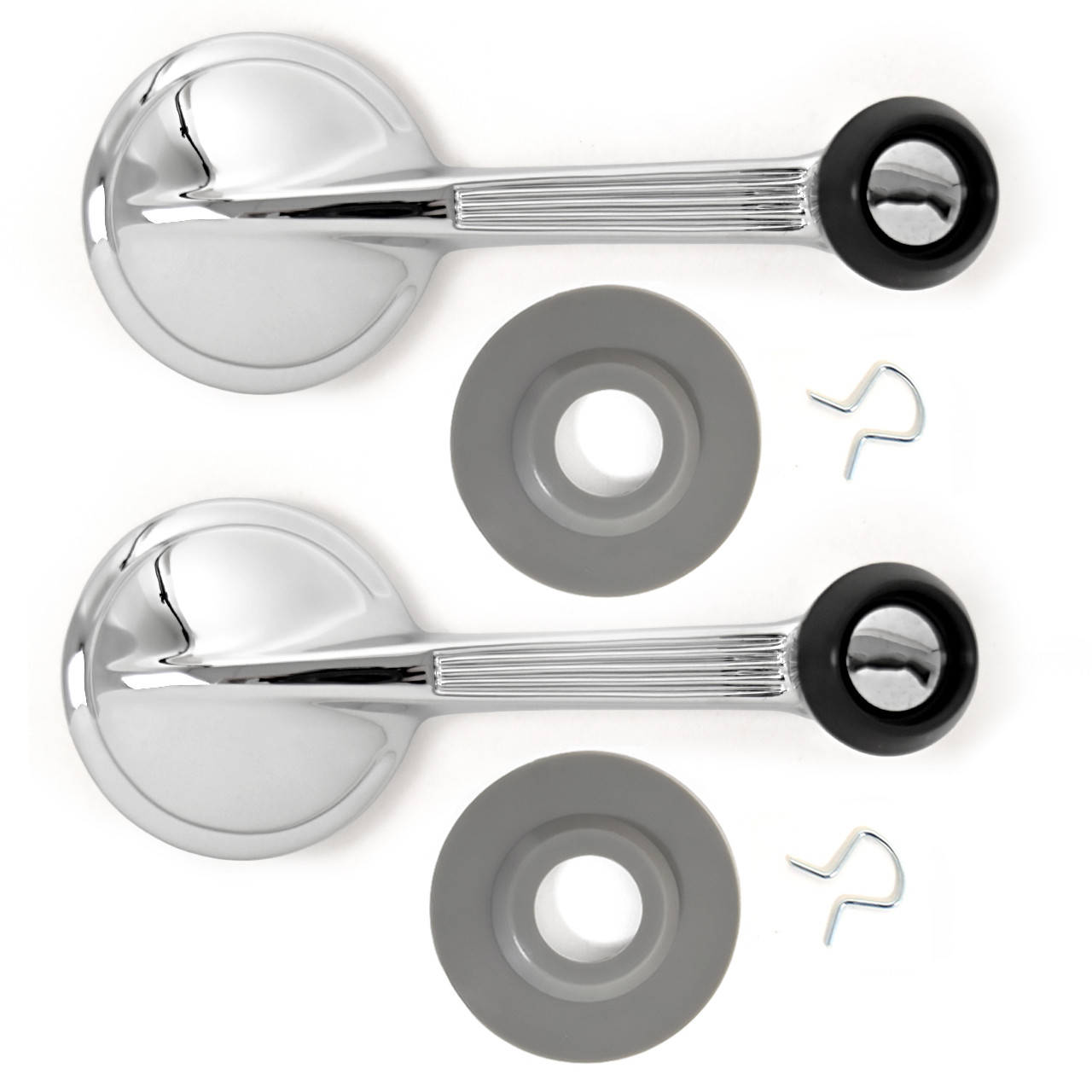 eClassics 1954-1958, 1961-1962 Buick Special Window Handle Chrome Black Knob PAIR