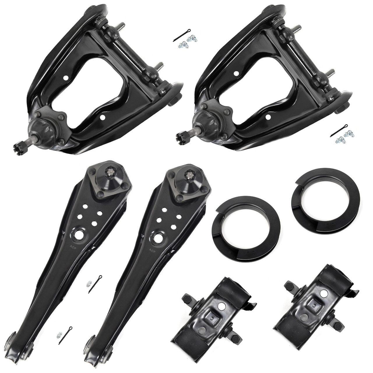 eClassics 1967 Mercury Cougar Upper & Lower Control Arm Set With Coil Spring Mounting Kit