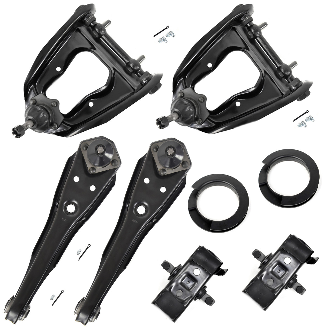 eClassics 1970-1971 Ford Maverick Upper & Lower Control Arm Set With Coil Spring Mounting Kit