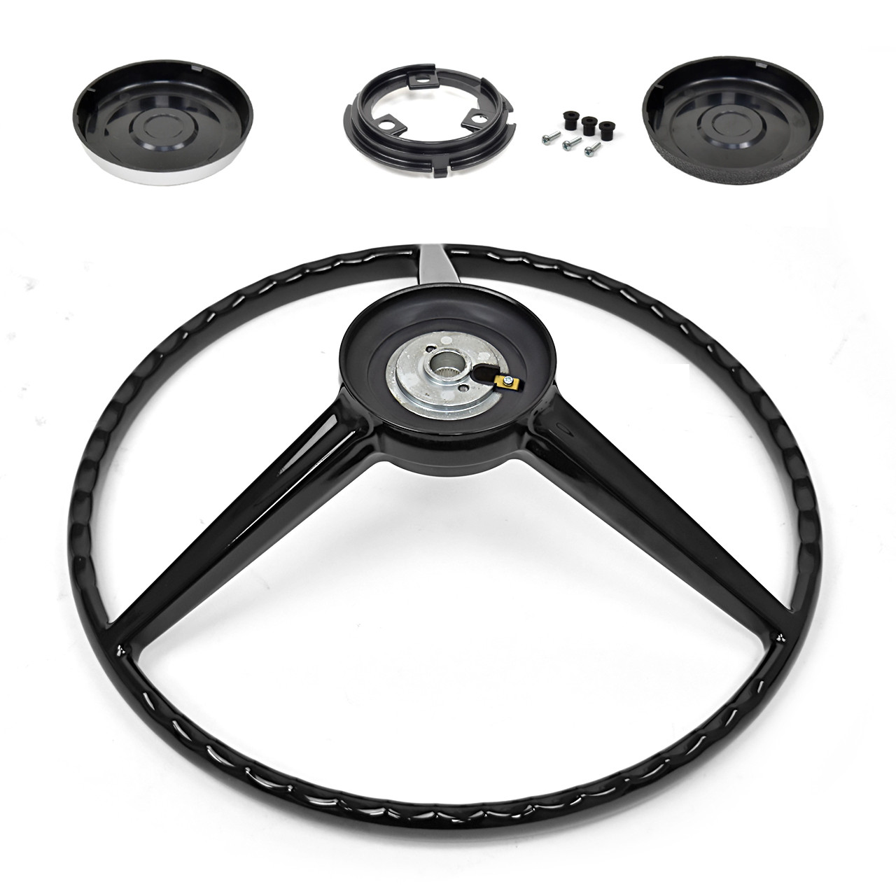 eClassics 1971-1973 International Harvester 1110 Truck Steering Wheel 3-Spoke Black With Horn Kit